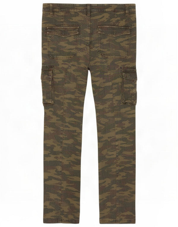 Vintage Damen gerade Cargohose W30 L30 Khaki Camouflage Baumwolle