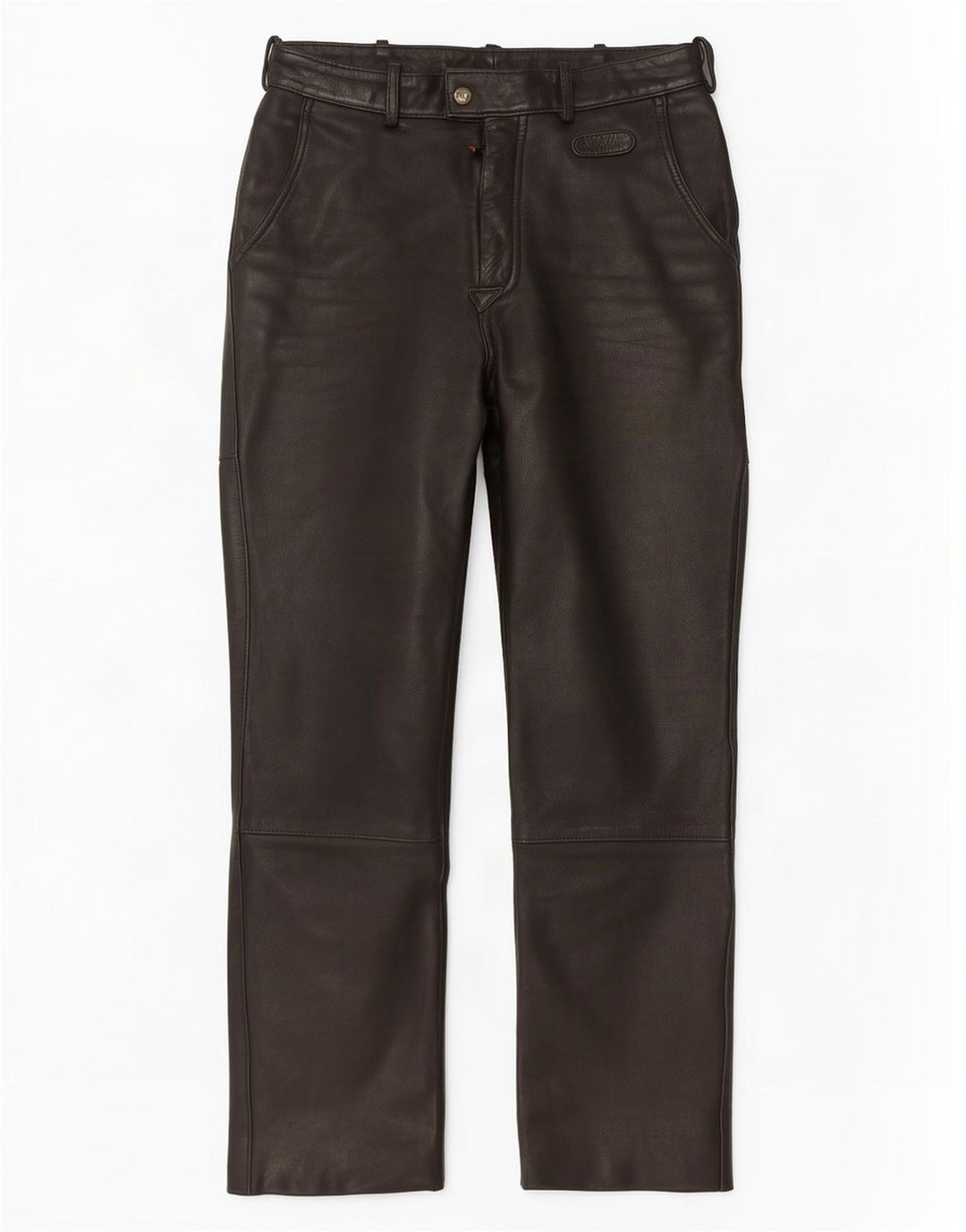 Vintage Mens Straight Leather Trousers EU 48 Medium W30 L28 Black