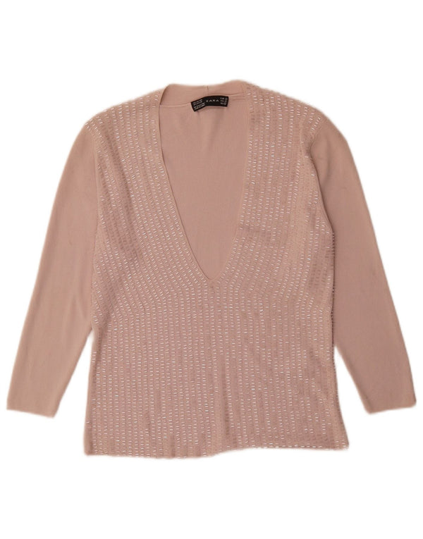 Zara Blusa Mujer Top UK 40 Grande Rayón Rosa