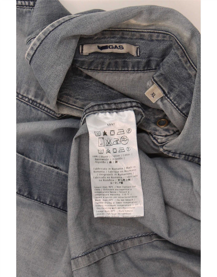 Camicia di jeans da uomo Gas XL in cotone blu