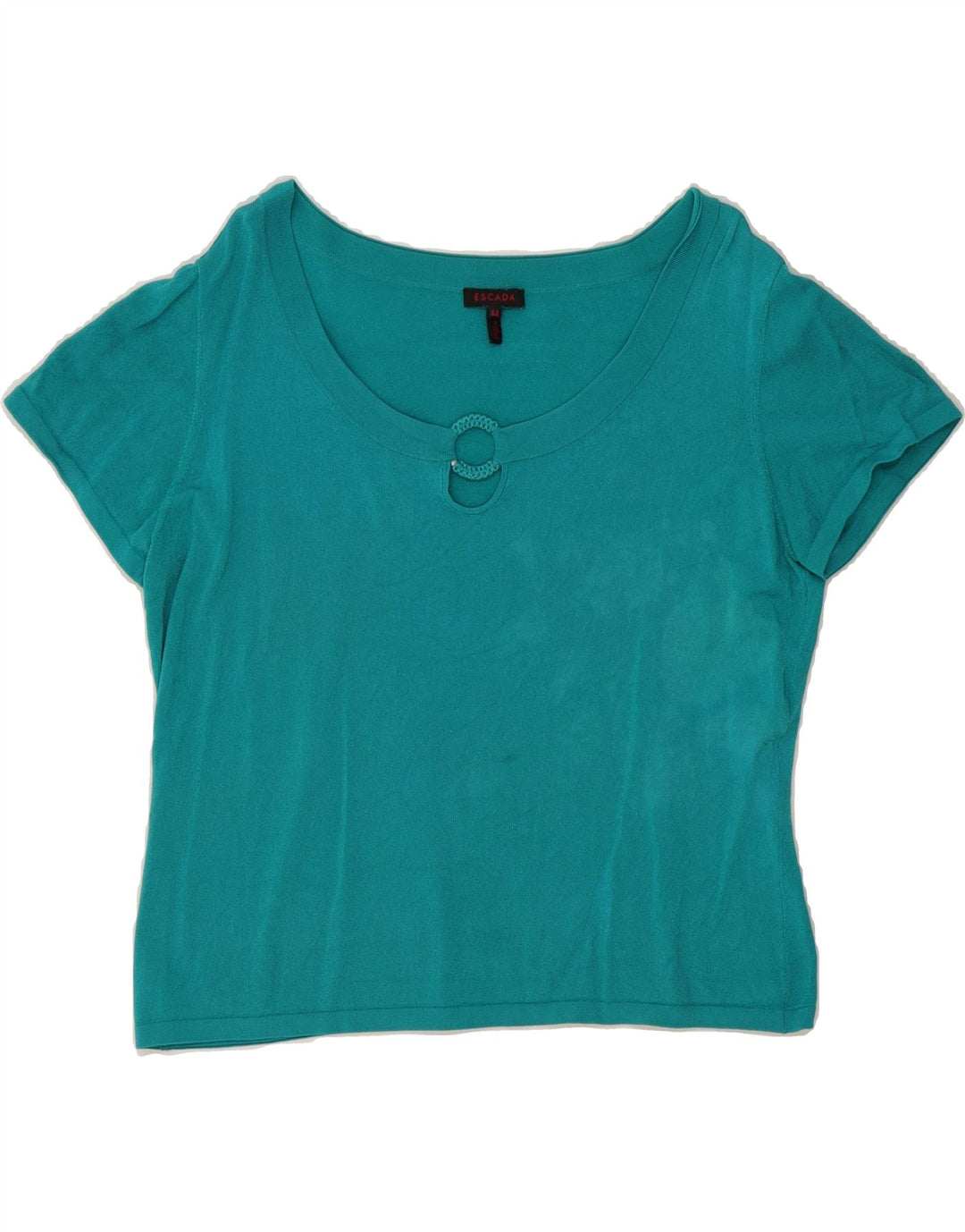 ESCADA Womens Crop Blouse Top IT 44 Medium Green Viscose Vintage Escada and Second-Hand Escada from Messina Hembry 