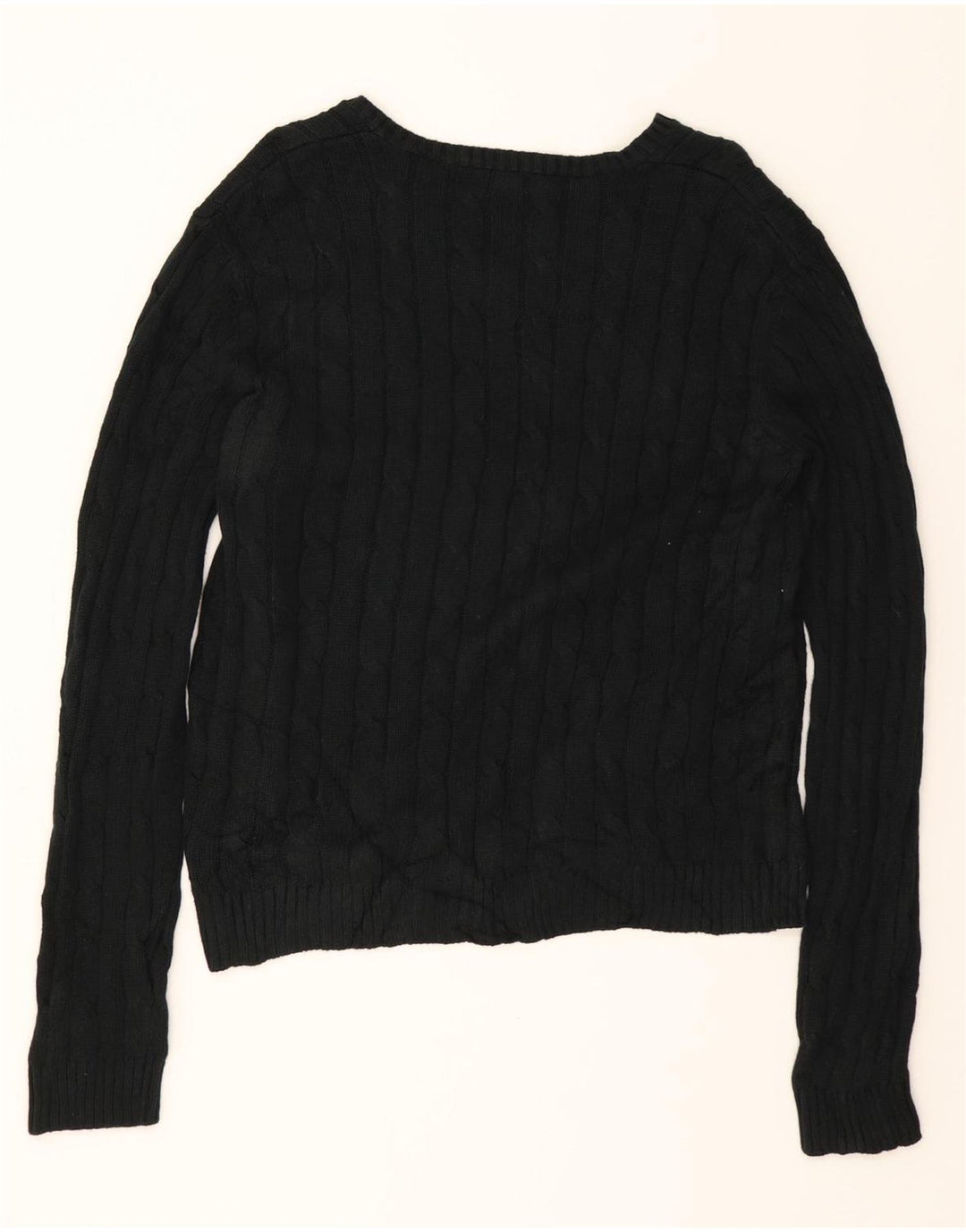 CHAPS Womens V-Neck Jumper Sweater UK 16 Large Black Cotton Vintage Chaps and Second-Hand Chaps from Messina Hembry 