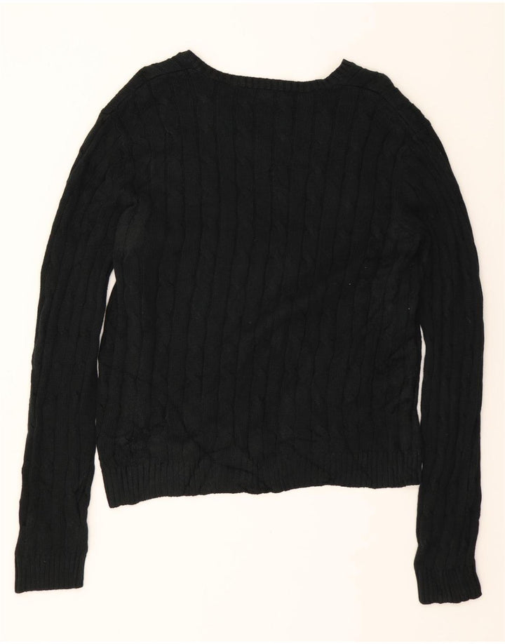 CHAPS Womens V-Neck Jumper Sweater UK 16 Large Black Cotton Vintage Chaps and Second-Hand Chaps from Messina Hembry 
