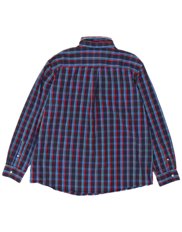 Chaps Mens Shirt 2XL Navy Blue Check Cotton