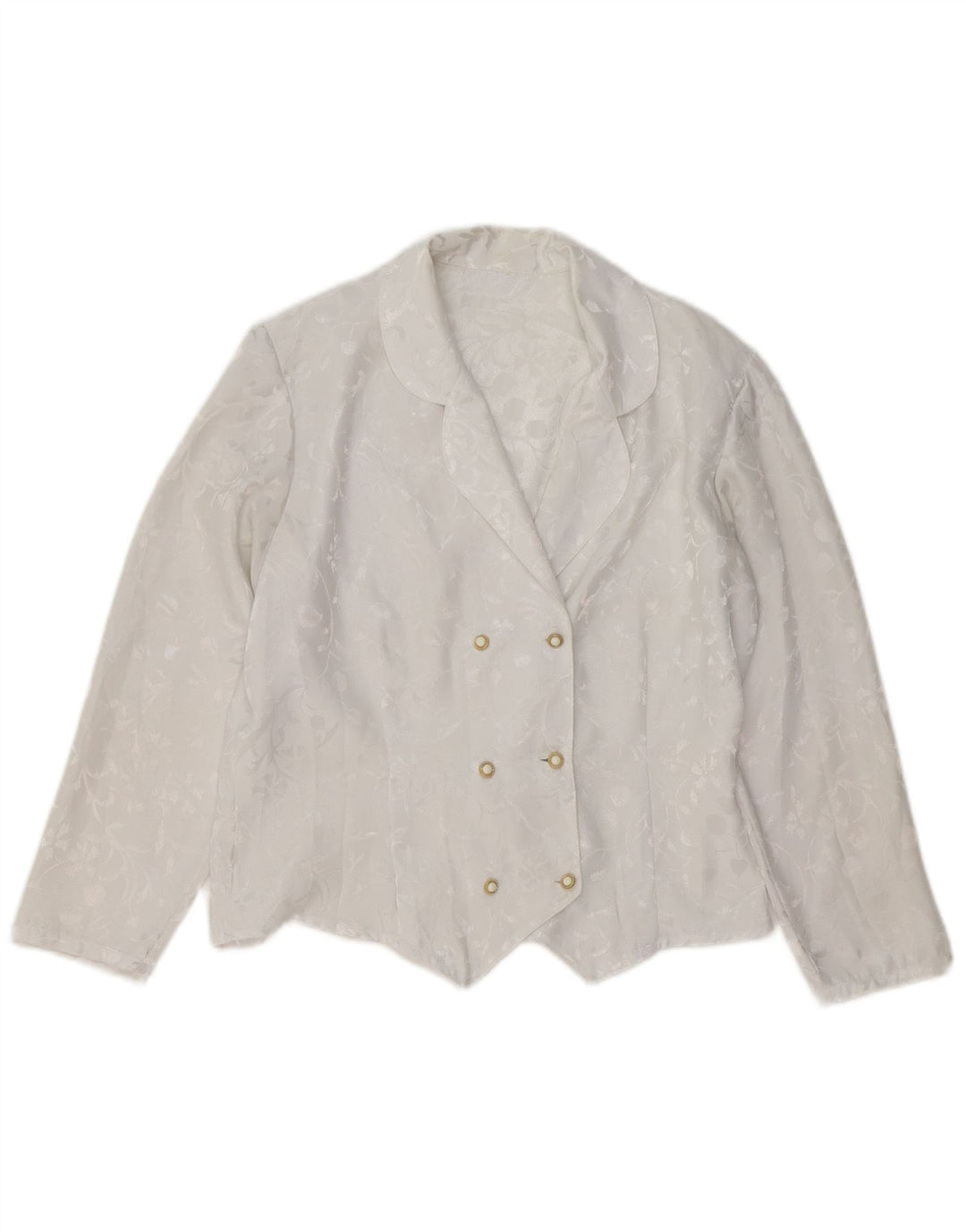 Vintage Womens 3/4 Sleeve Blazer Jacket UK 14 Medium White Floral