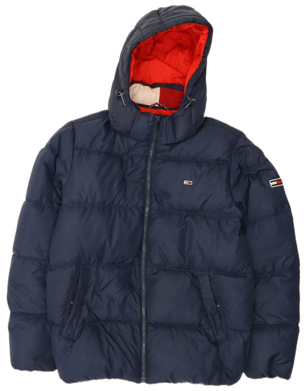 Tommy Hilfiger Herren-Jacke mit Kapuze, gepolstert, UK 42, XL, Marineblau, Polyester