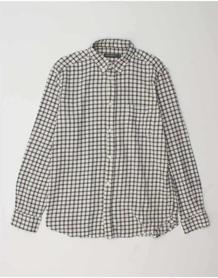 French Connection Herren-Flanellhemd XL, weiß kariert