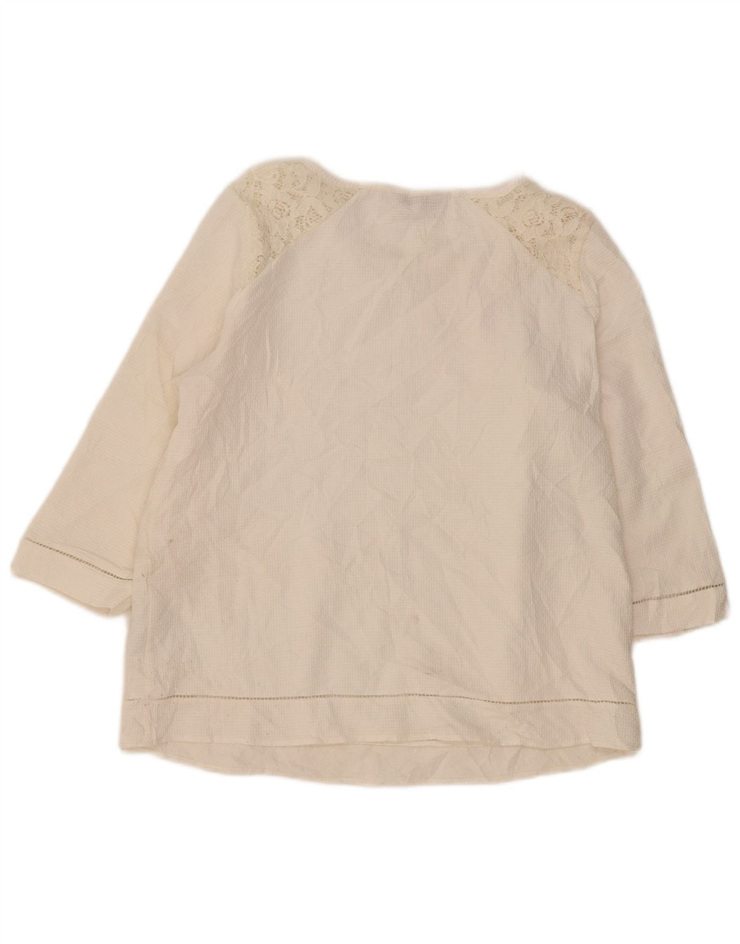 Marks & Spencer Womens Top 3/4 Sleeve UK 14 Large  White Cotton