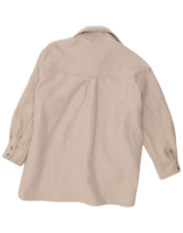 Zara Dame Shacket Jacket UK 6 XS Beige Polyester