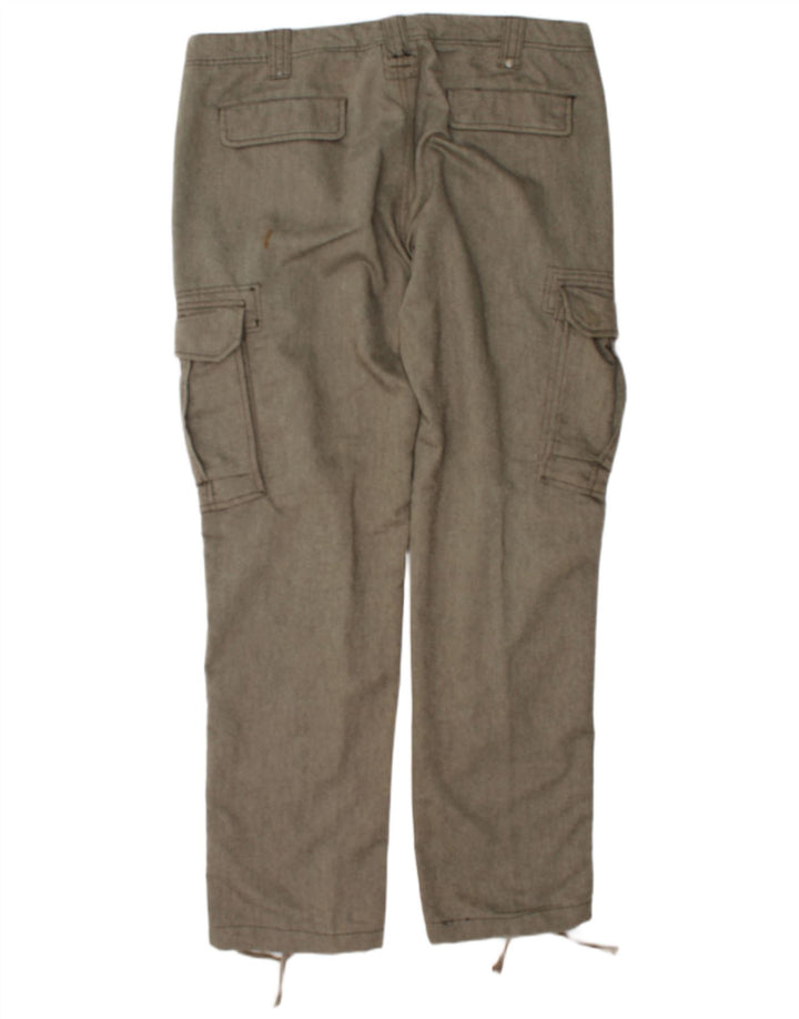 Calvin Klein Mens Straight Cargo Trousers W36 L34 Grey Herringbone
