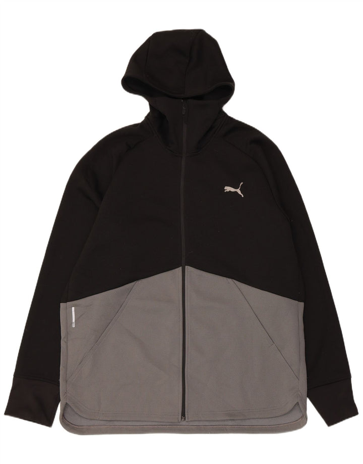 Puma Mens Zip Hoodie Sweater XL Black Colourblock Polyester