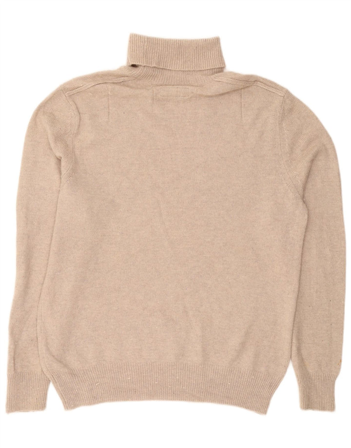 ALL SAINTS Mens Roll Neck Jumper Sweater Large Beige Wool