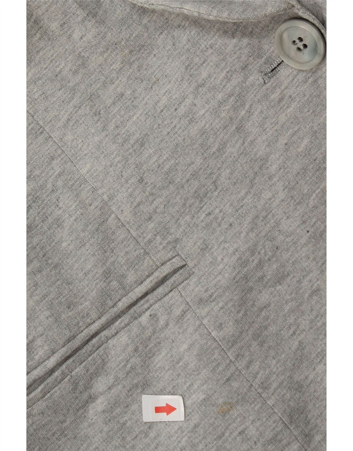 Zara Womens 1 Button Blazer Jacket UK 14 Large Grey Cotton