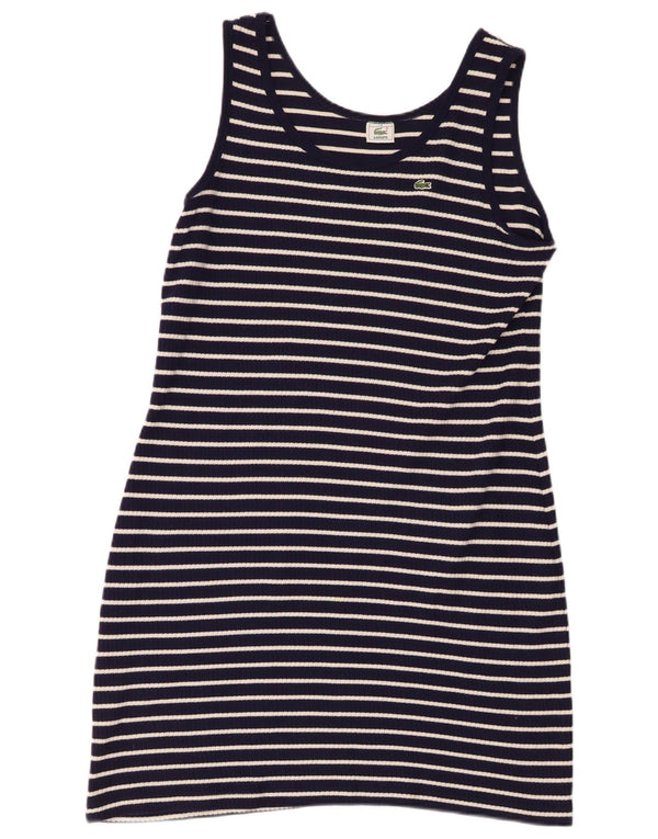 Lacoste Damen Ärmelloses T-Shirt-Kleid Größe 46 XL Marineblau gestreift
