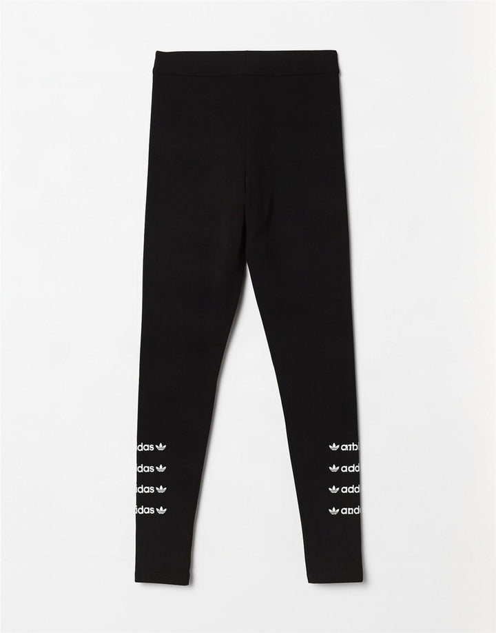 Adidas Womens Graphic Leggings UK 12 Medium Black Cotton
