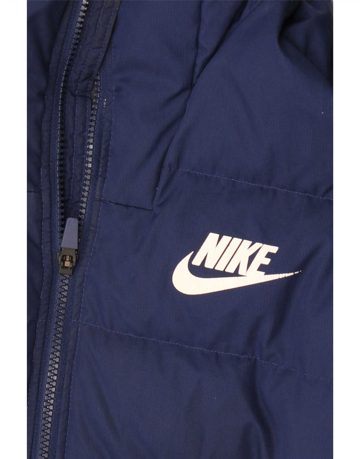 Nike Mens Hooded Padded Jacket UK 36 Small Navy Blue Polyester