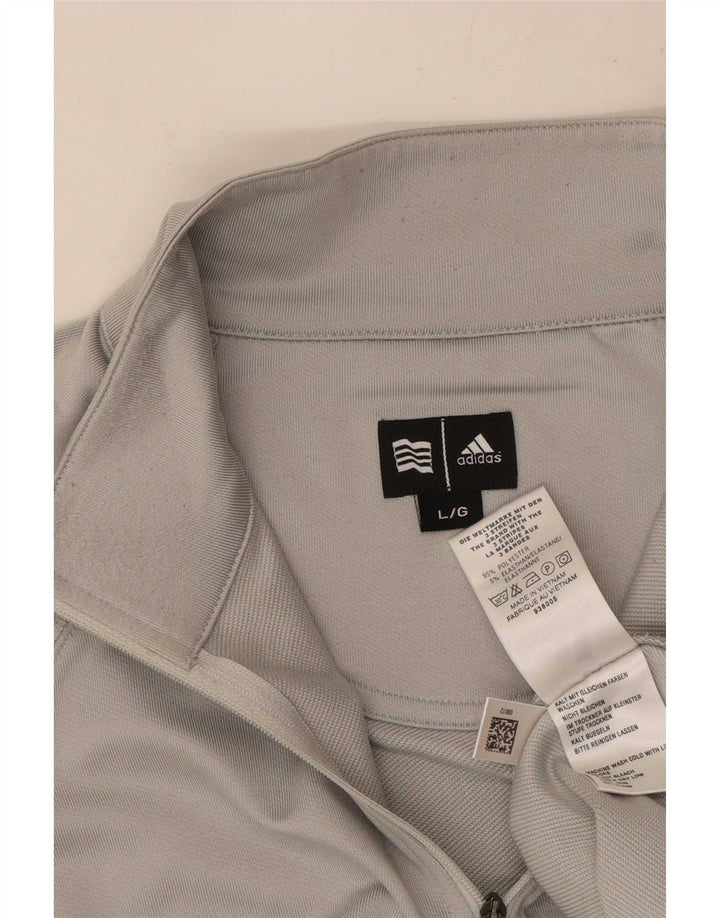 Adidas Mens Climawarm Zip Neck Pullover Tracksuit Top Large Grey Polyester