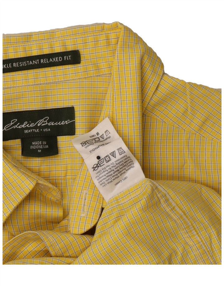 EDDIE BAUER Mens Seattle Relaxed Fit Shirt Medium Yellow Gingham Cotton Vintage Eddie Bauer and Second-Hand Eddie Bauer from Messina Hembry 