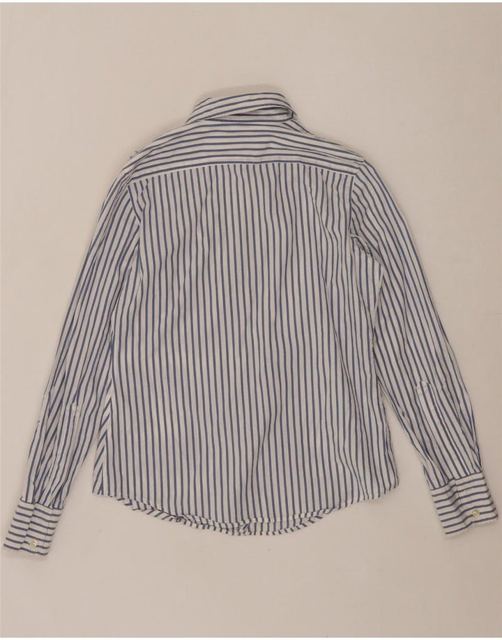 BENETTON Womens Shirt UK 14 Medium Blue Pinstripe Cotton Vintage Benetton and Second-Hand Benetton from Messina Hembry 