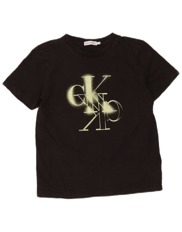 Maglietta grafica da bambino Calvin Klein Jeans Top 11-12 anni in cotone nero