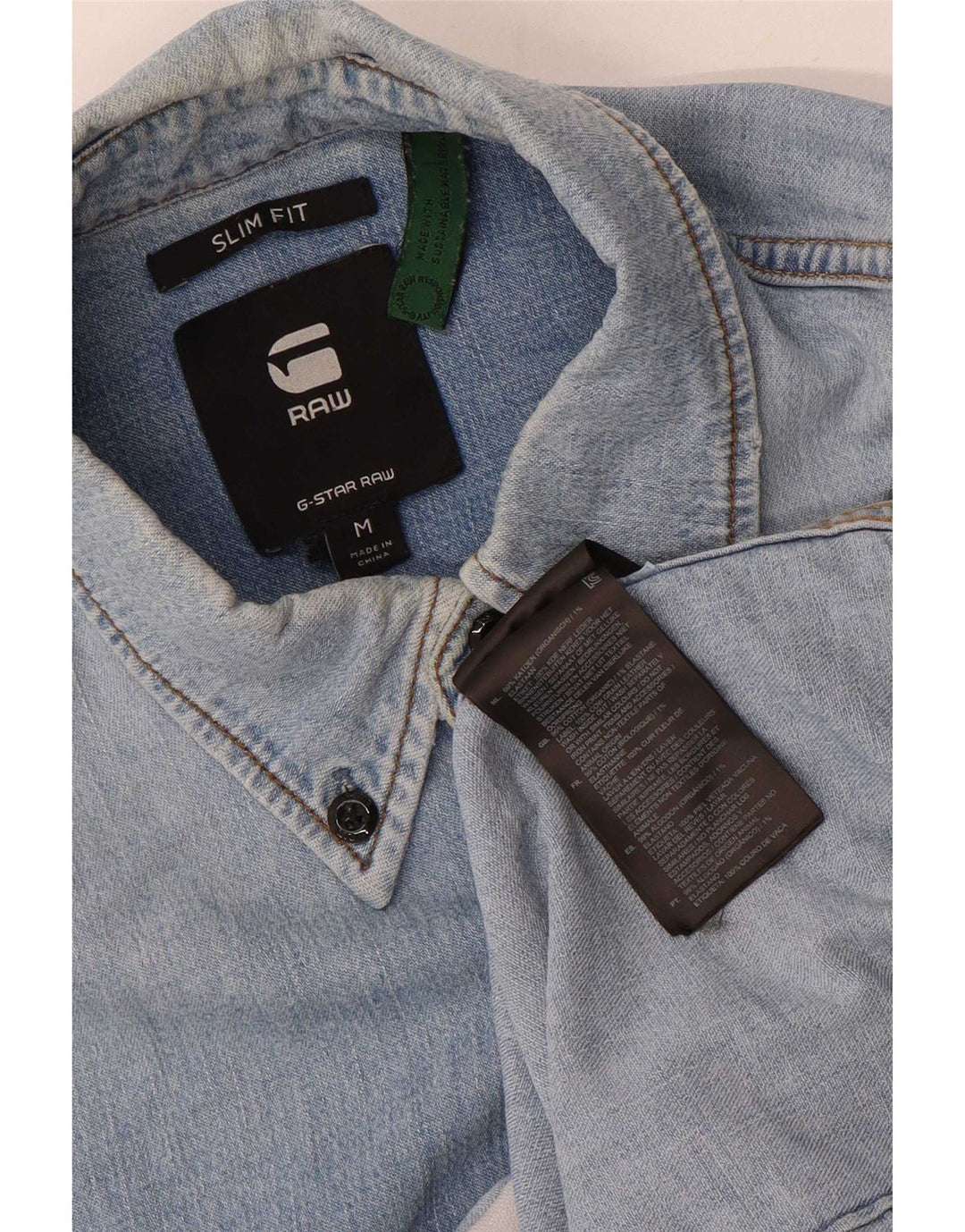 Camicia di jeans slim fit da uomo G-Star in cotone blu medio