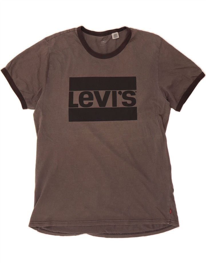 LEVI'S Mens Graphic T-Shirt Top Large Grey Cotton Vintage Levi's and Second-Hand Levi's from Messina Hembry 
