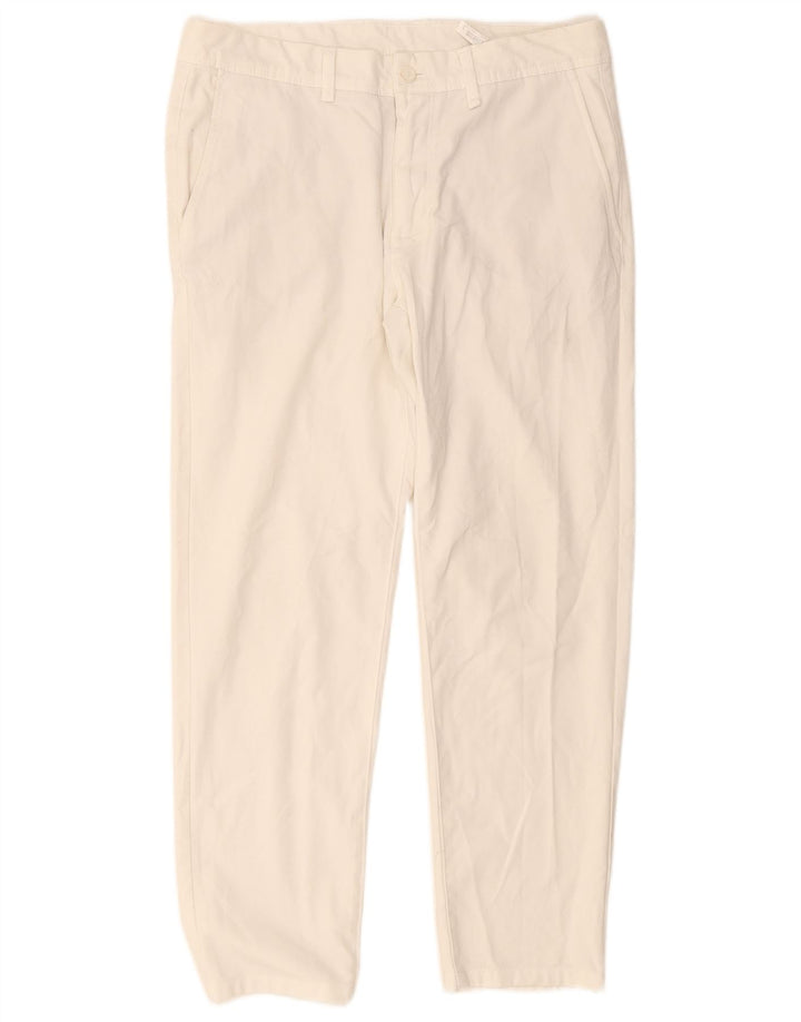 Zara Mens Straight Chino Trousers EU 42 Large W32 L28 White Polyester