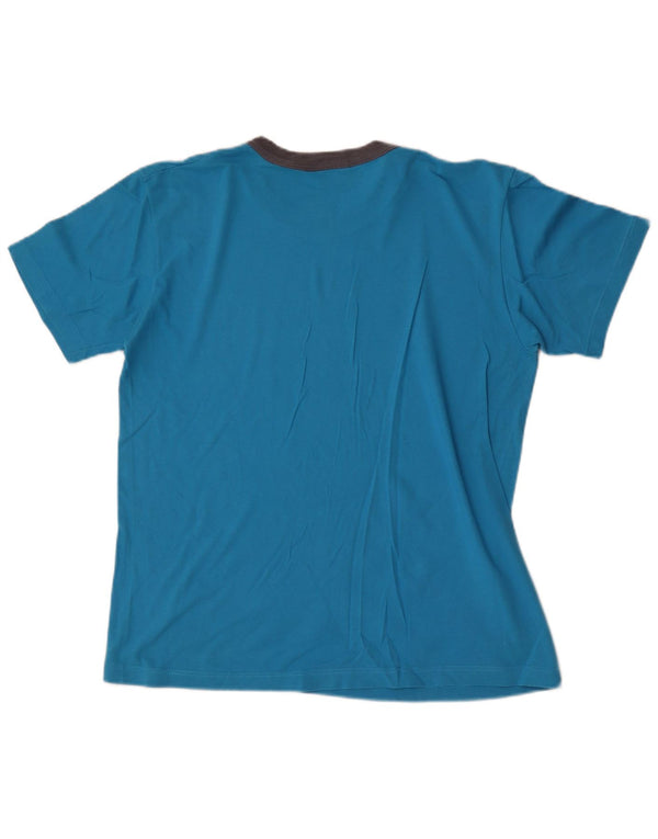 Diadora Mens T-Shirt Top Large Blue Colourblock Cotton
