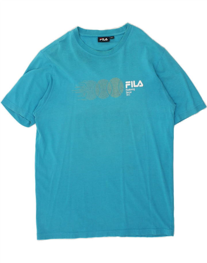 FILA Mens Graphic T-Shirt Top IT 52 Large Blue Cotton Vintage Fila and Second-Hand Fila from Messina Hembry 