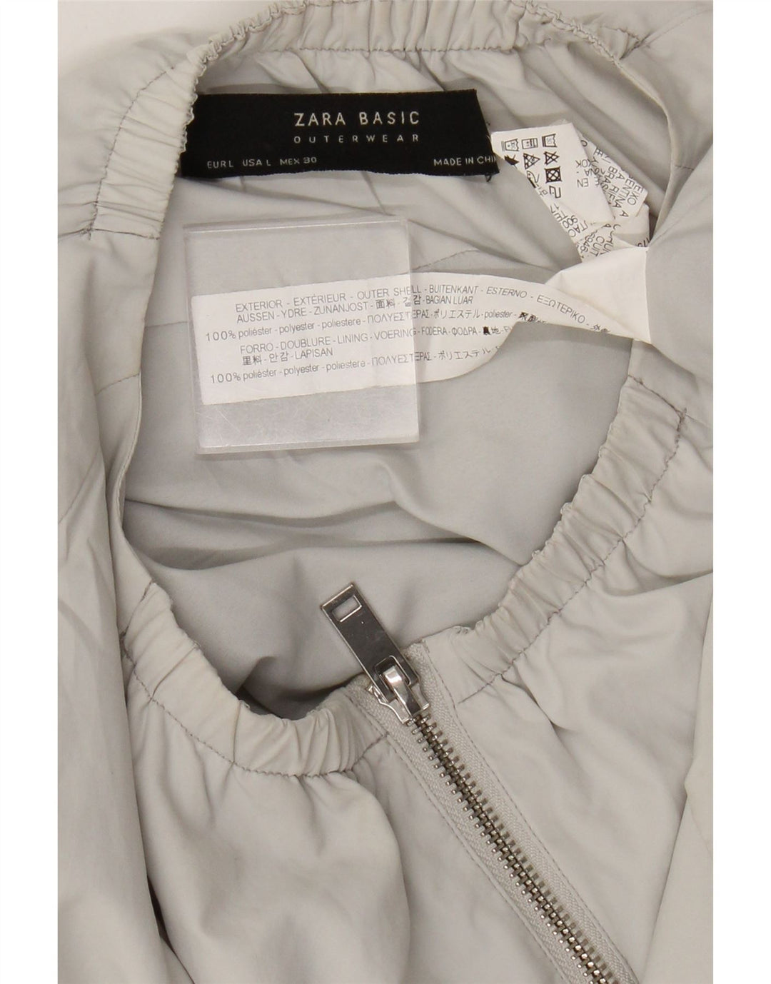Giubbotto bomber da donna Zara UK 16 grande poliestere grigio