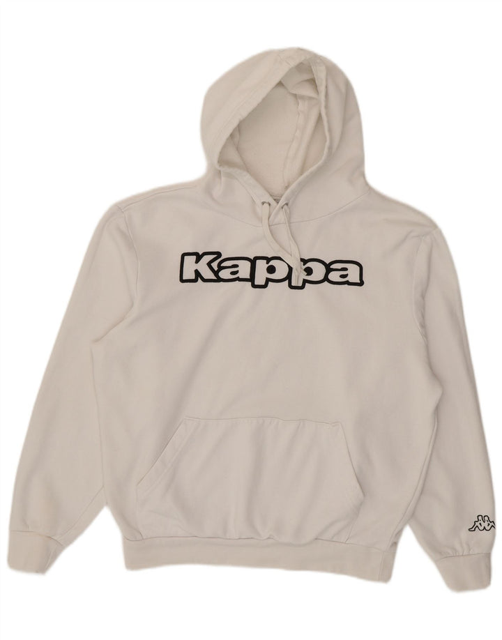 Kappa Mens Graphic Hoodie Jumper Large White Cotton