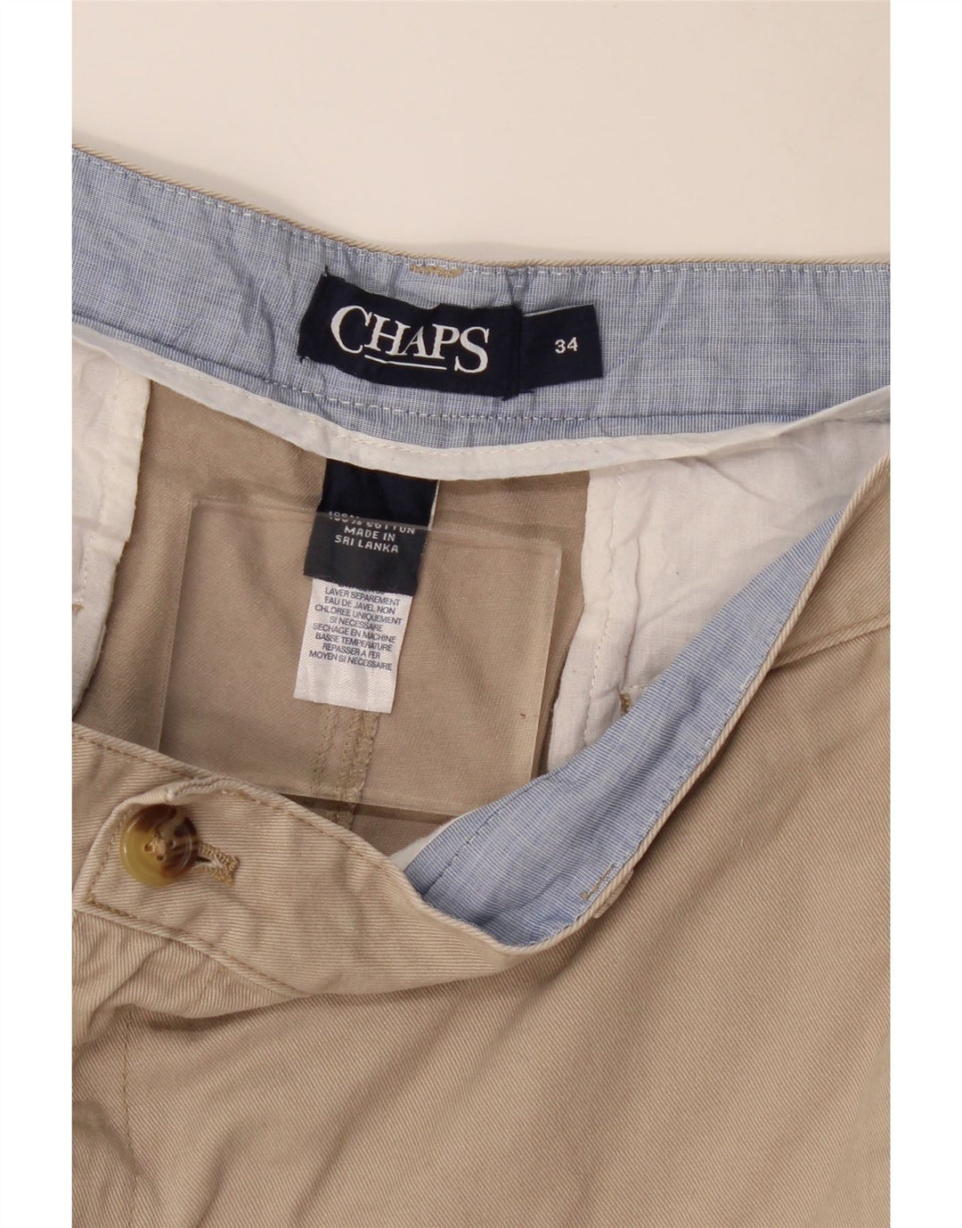 CHAPS Mens Chino Shorts W34 Large Beige Cotton