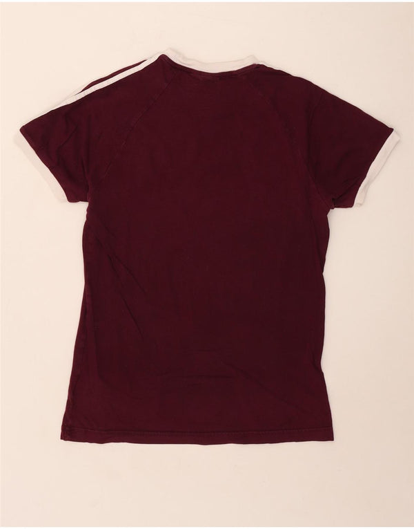 Adidas Womens T-Shirt Top UK 12 Medium Burgundy Cotton