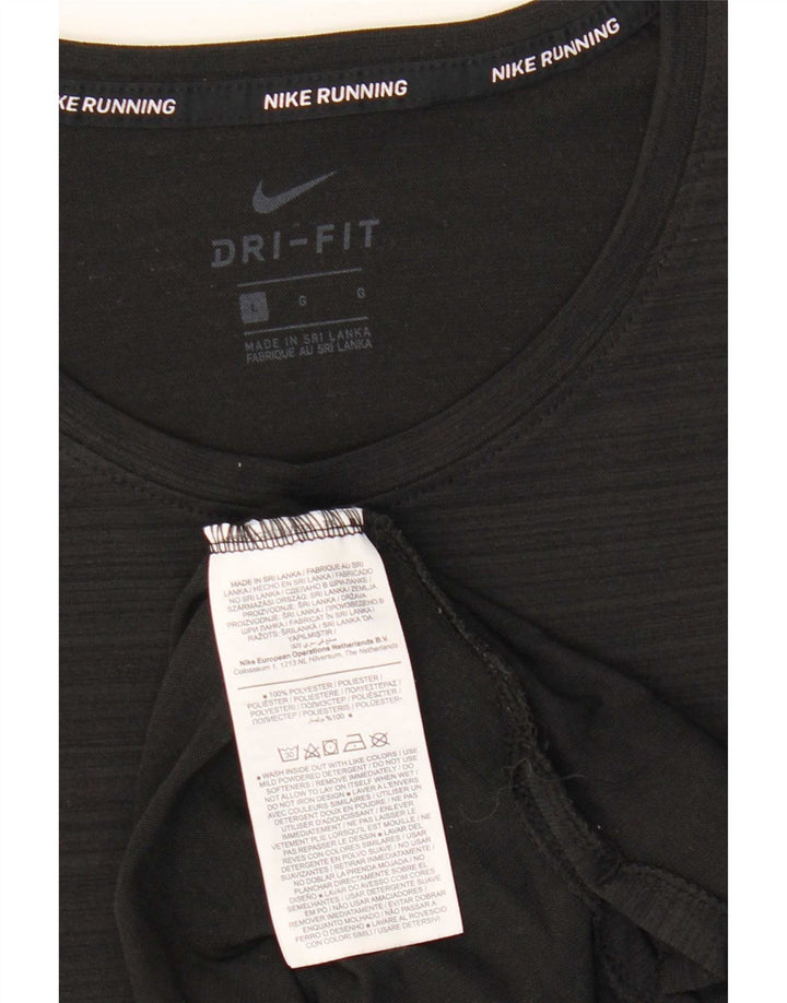 Nike Mens Dri Fit T-Shirt Top Large Black Pinstripe Polyester