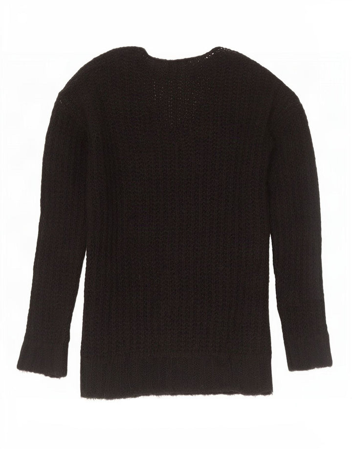 Zara Dame V-hals sweater UK 14 Medium Sort Akryl
