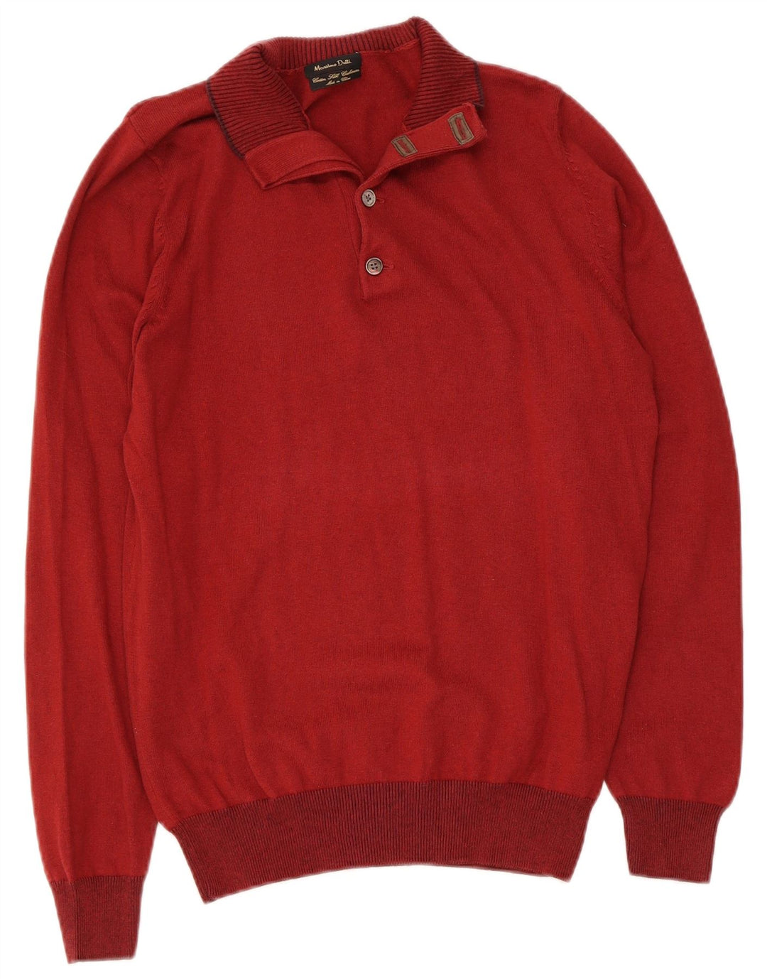 Massimo Dutti Maglione da uomo con collo a bottoni in cotone marrone medio