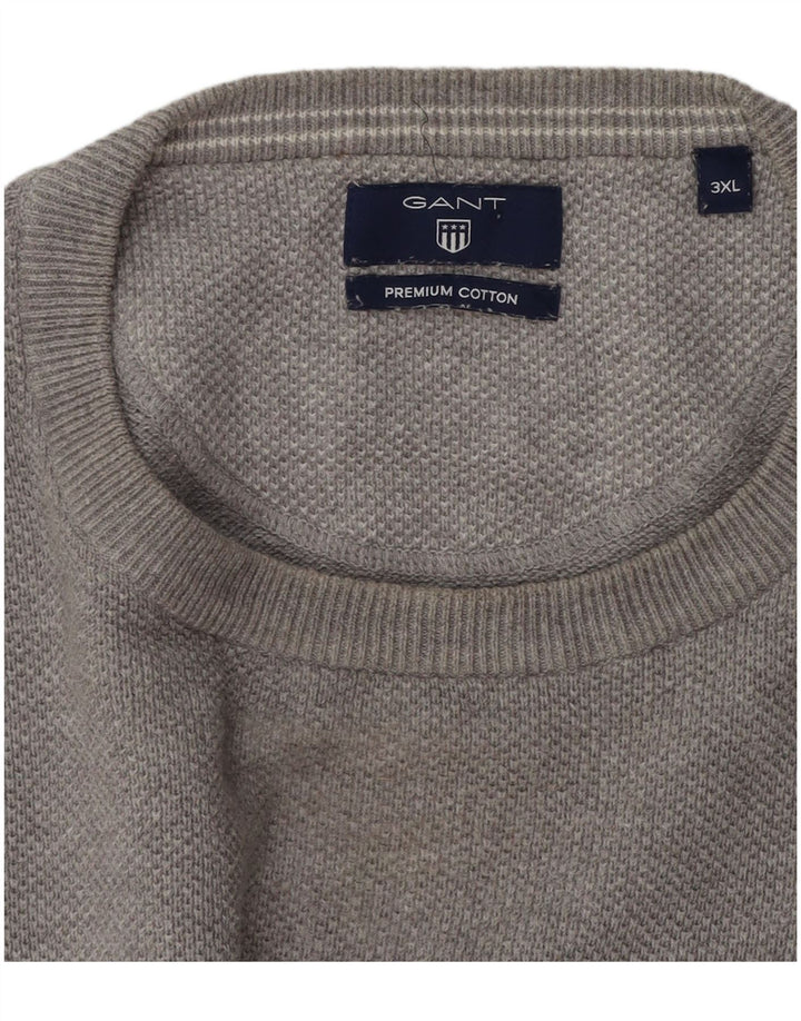 Gant Mens Crew Neck Jumper Sweater 3XL Grey Cotton