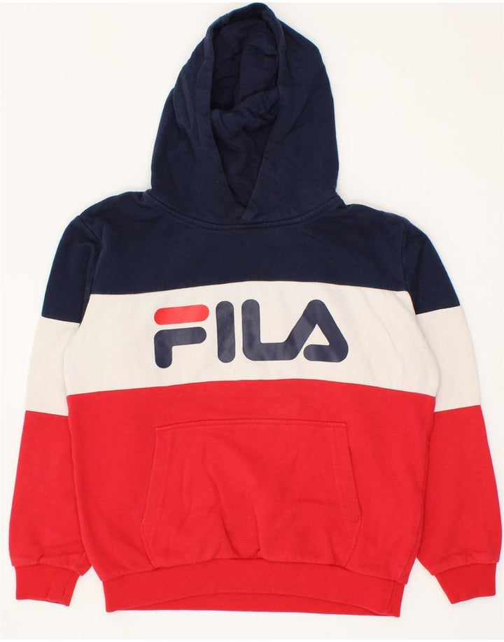 FILA Boys Oversized Hoodie Jumper 11-12 Years Multicoloured Colourblock Vintage Fila and Second-Hand Fila from Messina Hembry 