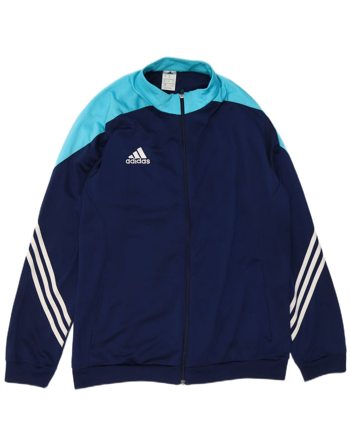 ADIDAS Mens Tracksuit Top Jacket XL Navy Blue Colourblock Polyester
