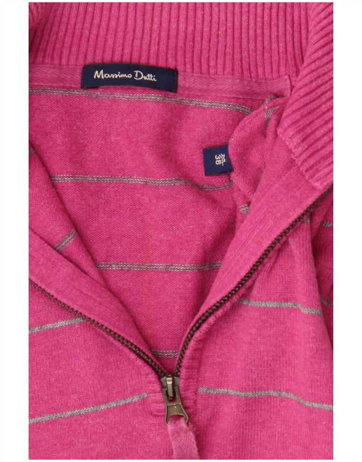 Maglione da donna con collo con zip Massimo Dutti EU 38 a righe rosa medio