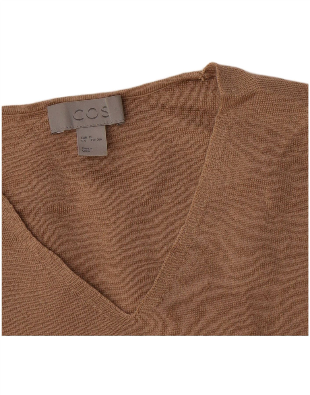 Cos Womens V-Neck Jumper Sweater UK 14 Medium Beige Wool