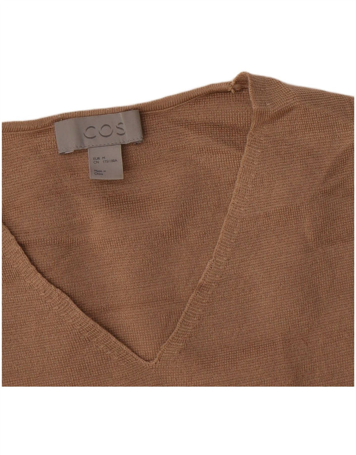 Cos Womens V-Neck Jumper Sweater UK 14 Medium Beige Wool