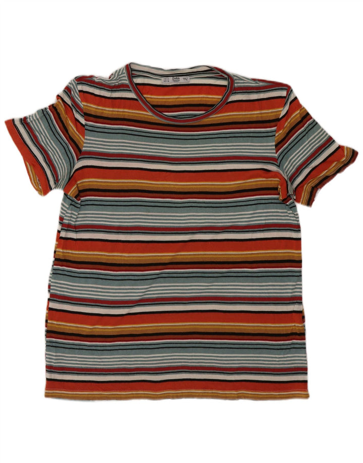 Zara Womens T-Shirt Top UK 12 Medium Multicoloured Striped Viscose