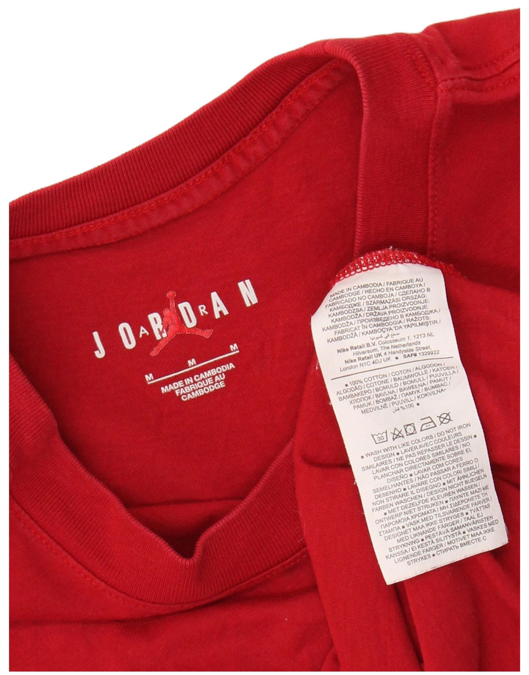 JORDAN Mens Graphic T-Shirt Top Medium Red Cotton