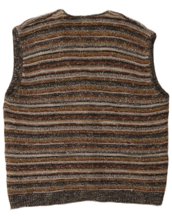 St. Bernard Mens Sleeveless Cardigan Sweater Large Multicoloured Striped