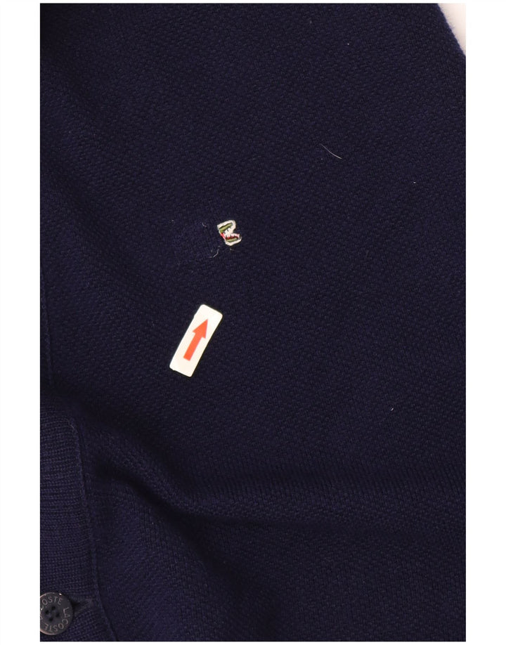 Lacoste Mens Cardigan Sweater Size 6 XL Navy Blue Wool