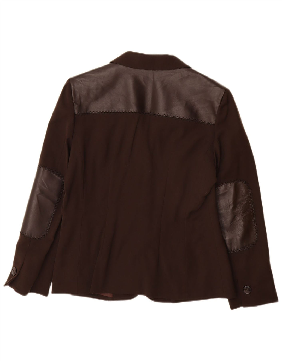 Giacca blazer a 2 bottoni da donna Paola Antonini UK 16 grande lana marrone