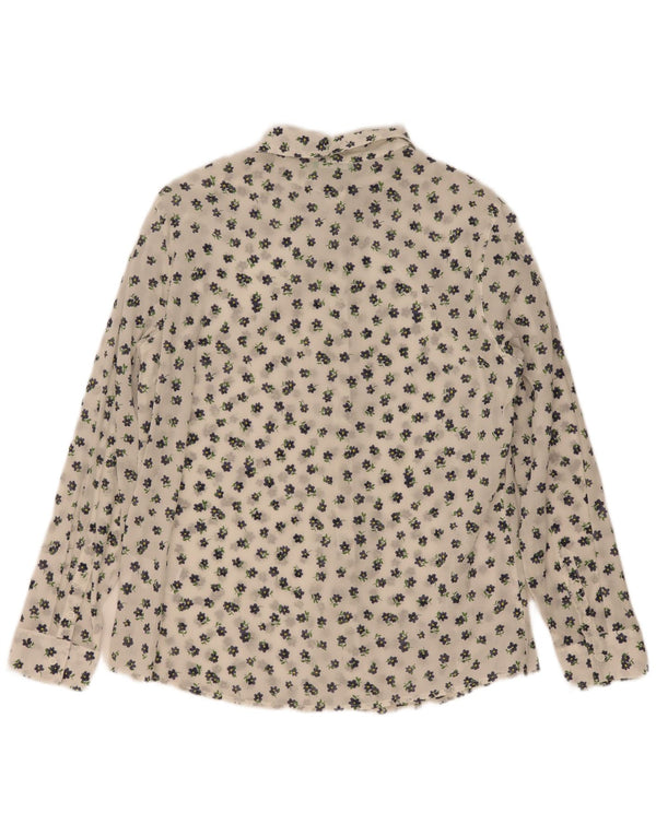 Benetton Womens Shirt UK 16 Large White Floral Cotton
