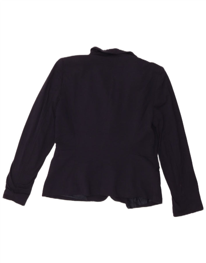 Zara Dame 1 Knap Blazer Jacket UK 14 Large Navy Blue Viscose