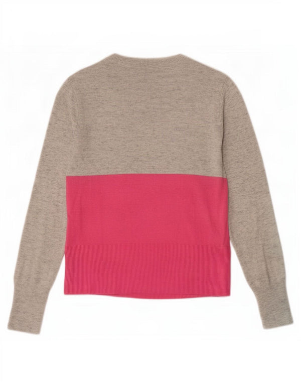 Oasis Womens Graphic Boat Neck Jumper Sweater UK 10 Small Grey Colourblock
